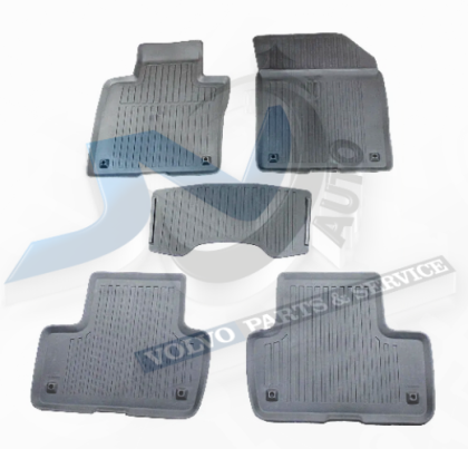 Floor accessory mats Rubber charcoal consists of 5 pieces for Volvo 32332378